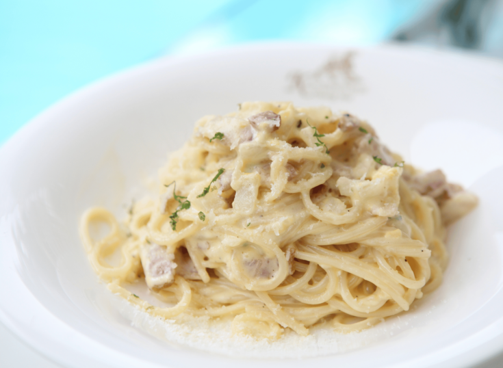 italian pasta carbonara creamy egg and pork pasta