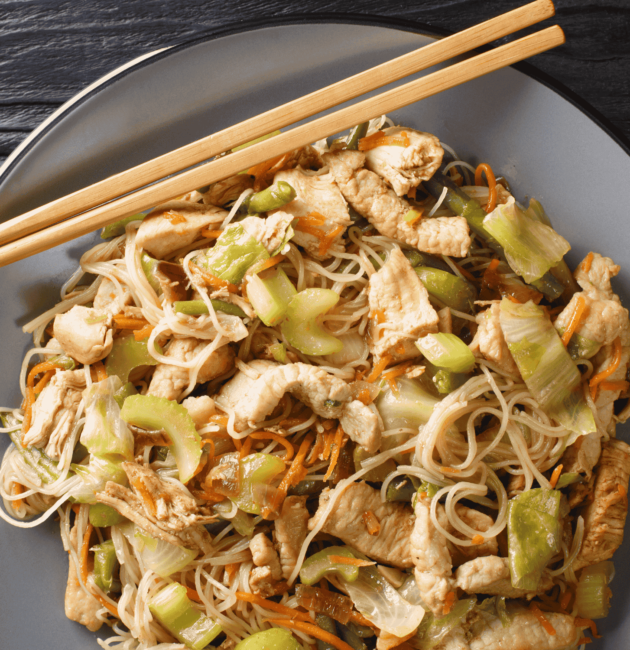 Pancit Bihon (Stir Fried Rice Noodles)