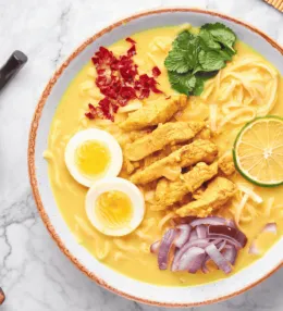 Burmese Ohn No Khao Swe (Coconut Chicken Noodle Soup)