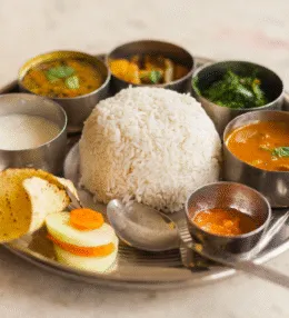 Nepali Dal Bhat (Lentil and Rice Platter)