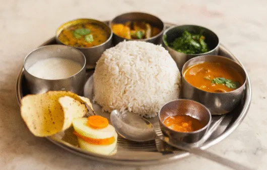 Nepalese Dal Bhat (Lentil and Rice Platter)
