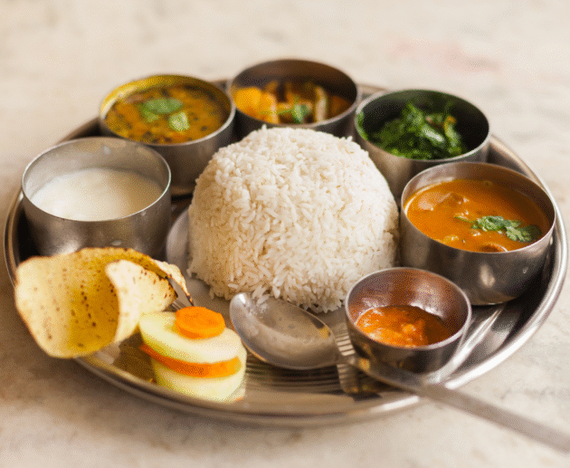 Nepalese Dal Bhat (Lentil and Rice Platter)