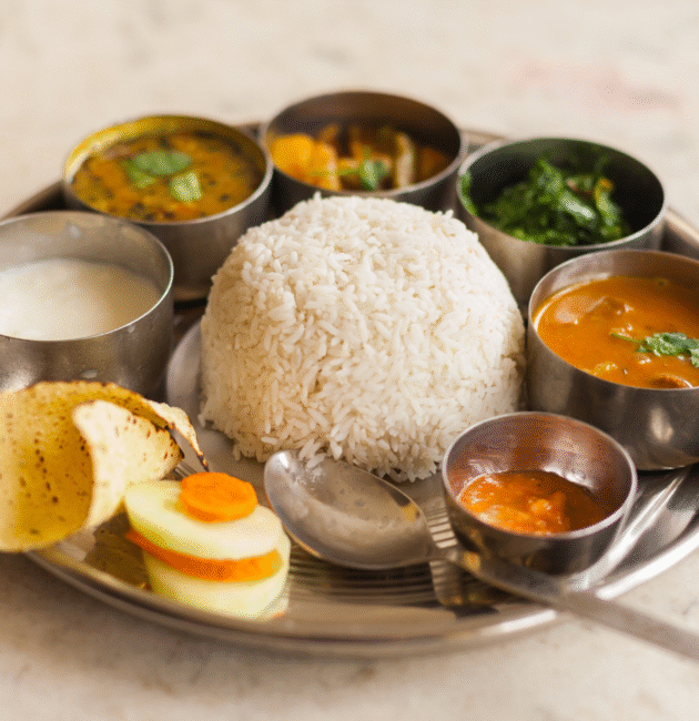 Nepalese Dal Bhat (Lentil and Rice Platter)