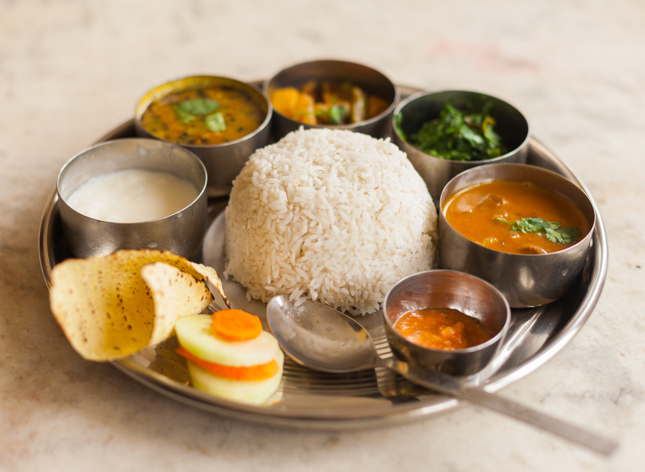 Nepalese Dal Bhat (Lentil and Rice Platter)
