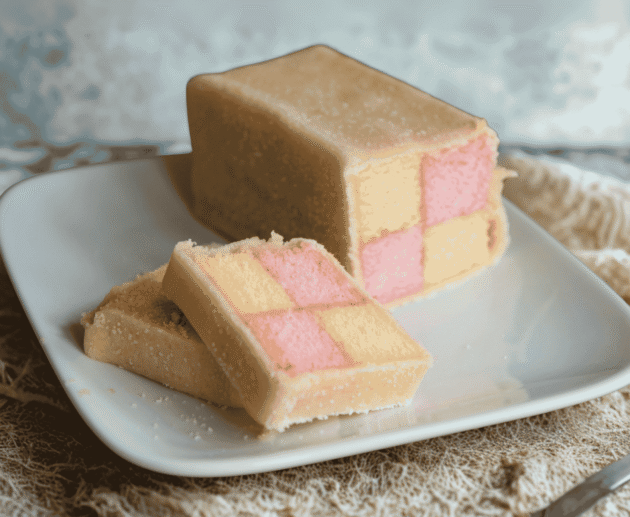 Battenberg Cake (Marzipan Wrapped Almond Sponge)