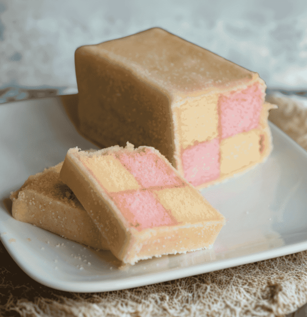 Battenberg Cake (Marzipan Wrapped Almond Sponge)
