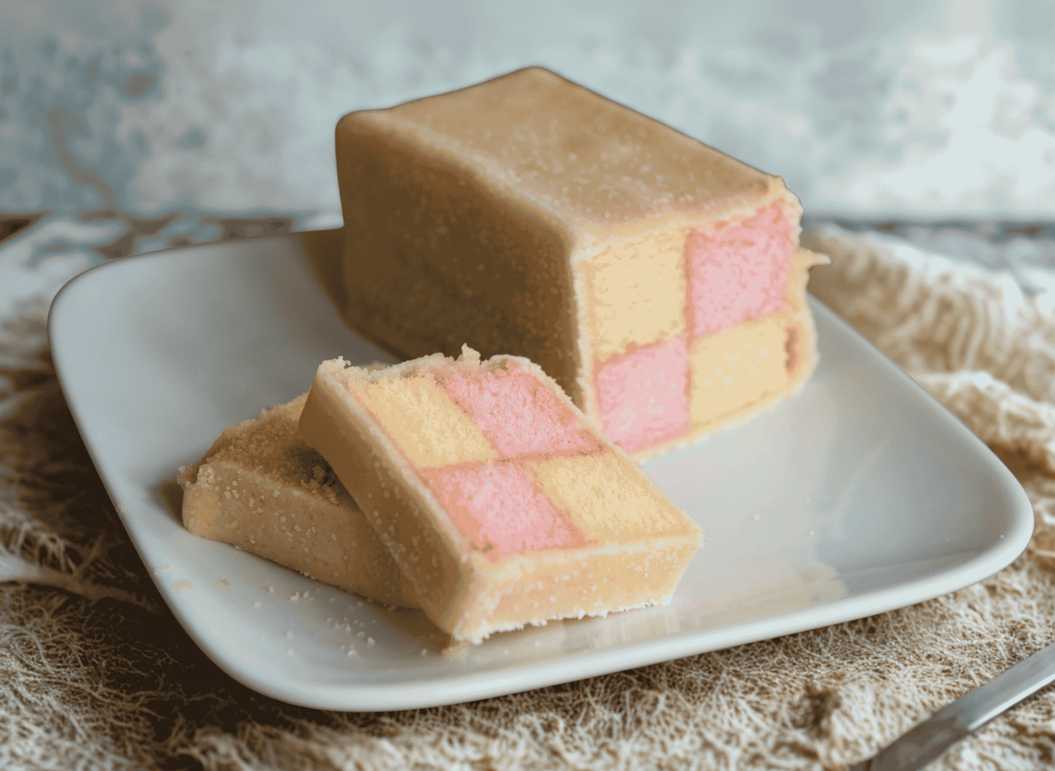 Battenberg Cake (Marzipan Wrapped Almond Sponge)