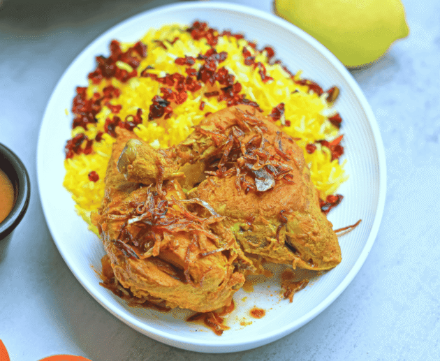 Zereshk Polo (Barberry Rice with Chicken)